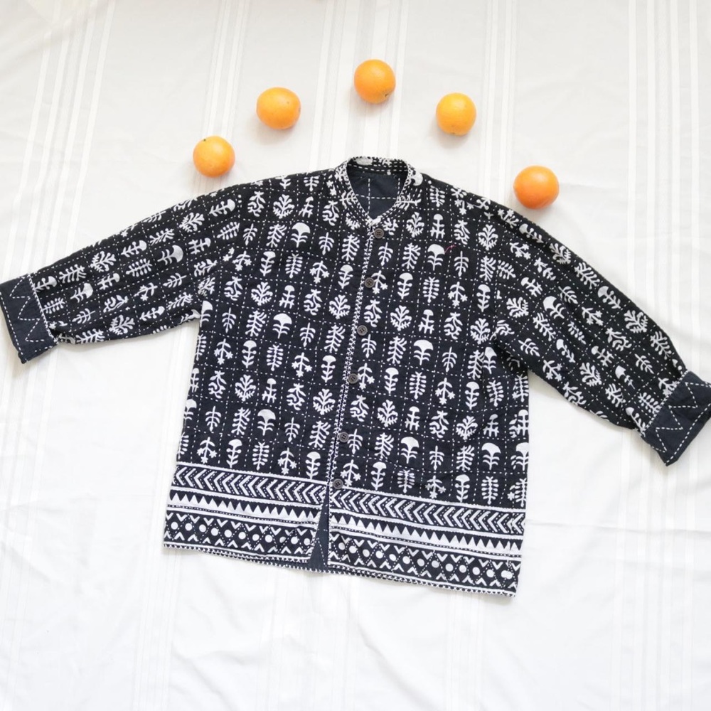 Reversible Black Patterned Coat - image 2